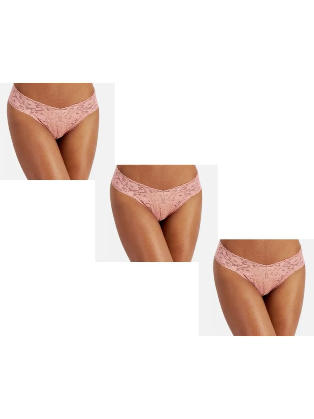 INC Lace Thong Lingerie Underwear Ash Rose Mauve Pink Panties 3pc Set, Size XL